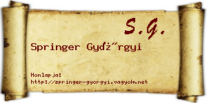 Springer Györgyi névjegykártya